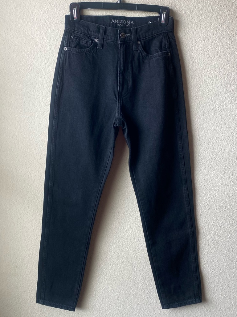 Arizona Women's Mom Jeans 0 Black High Rise Highest Rise